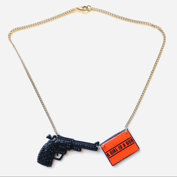 Official A Girl Is A Gun Logo Gun Necklace - Picture 4 of 6